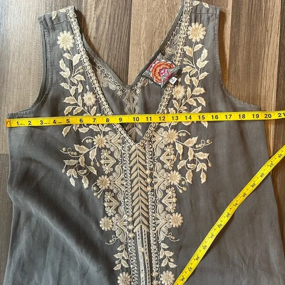 Johnny Was Khemi Embroidered Linen Tank Dress SZ M - Picture 11 of 16
